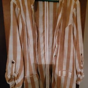 Cato Tan and White Striped Blazer